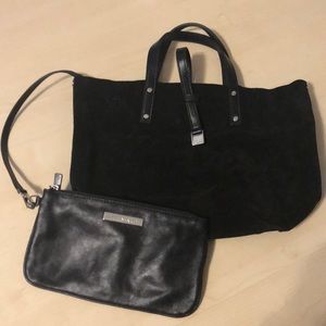 Tiffany and Co. Black suede/leather bag and clutch